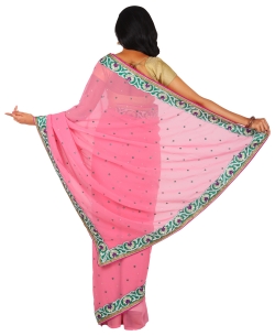 Pink Chiffon Embroidered Designer Sarees