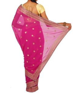 Pink Chiffon Printed Designer Sarees